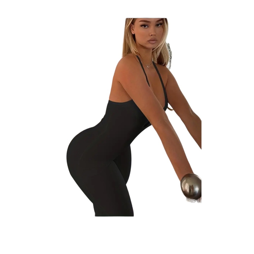 A Classy Chic Boutique Black Halter Cutout Ribbed Jumpsuit - Picture 8 of 8